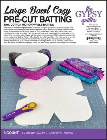 Gypsy Quilter Large Bowl Cozy Pre-Cut Batting TGQ103, pack of 8