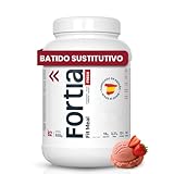 FORTIA Batidos Sustitutivos De Comida Alto En Proteínas Solo 140 Kcal | Batido Sustitutivo Adelgazar Alto En Vitaminas | Batido Saciante | Batido Sin Gluten Sabor Fresa