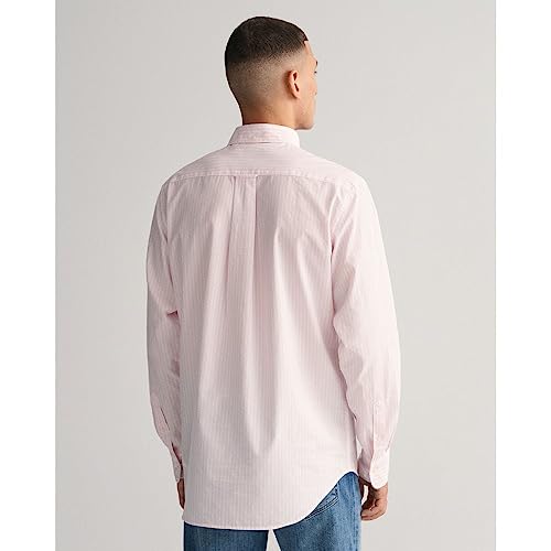 Gant Reg Poplin Stripe Shirt, Camicia Elegante Uomo, Rosso ( Light Pink ), L - 6
