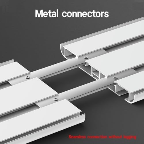 Ceiling Mount Double Curtain Track with Pulley & Hooks, Heavy Duty Drapery Rails for Living Room & Bedroom Room Dividers, 150cm (58.8in) - White