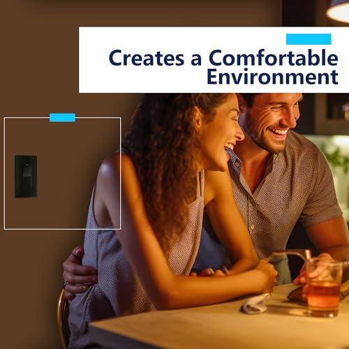 Image of LIDER Dimmer Paddle Switch for Dimmable 300W LED /CFL Lights, 1-Pole or 3-Way, 120 V, Modern Upgrade, Wall Plate Included, UL Listed, Thermoplastic, Matte Black, 1-Pack