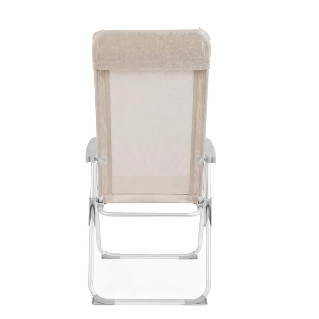 Sedia Sdraio Pieghevole Relax in Alluminio Ø22/19 mm – Multiposizione con Poggiatesta, Telo in Textilene Traspirante, Braccioli in ABS – Esterno e Giardino
