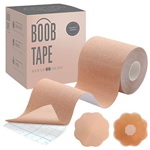 Tripsky XL Breast Lift Tape, BoobTape for Large Breasts,Body Tape for Fashion,Athletic Tape Boobtape &NippleCover for A-GCup (Nude, 3 inch)