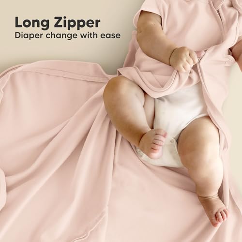 Image of 2-Pack Organic Baby Sleep Sacks, 100% Cotton 0.5TOG (Mist Rose, 0-6M) | Soft Breathable, Baby Wearable Blanket, Toddler Sleeping Sack 0-6 Months, Easy to Wear Transitional Swaddles for Newborns