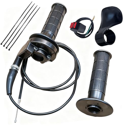 Auto-Moto Handle Bar Throttle Grips Grip +Throttle Cable + Throttle Housing Clamp for 50cc 79cc 125cc 250cc Dirt Bike Quad ATV Pit Compatible with Coleman CT200U CT200U-EX BT200X Trail 200 Mini Bike