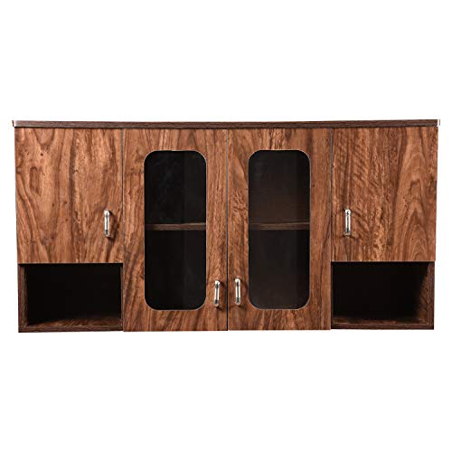 Hexagon Furnitures Wooden Orchid Light Glossy Modular Kitchen Cabinet (Brown)