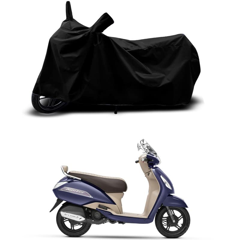 Image of 100% Scratchproof /UV-Rays /Heat Protection /Birds Dropping /Water Resistant /Dust Proof /Waterproof /Full Bike Scooty Two Wheeler Body Cover Compatible for Jupiter Classic All Varients[Black]