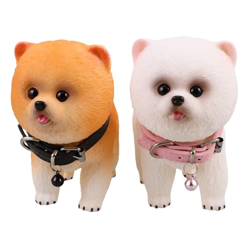 Figurines chien Pomeranian réalistes pour décoration maison et bureau Gatuida