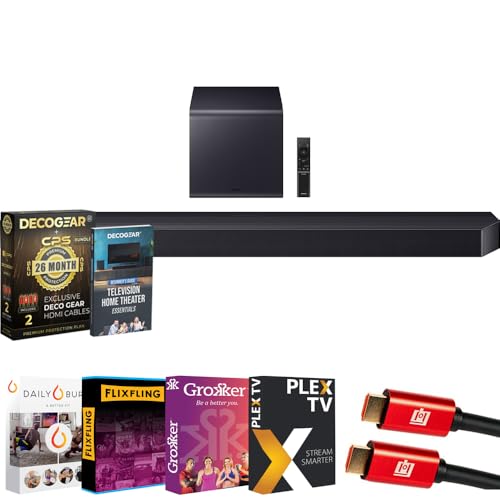 Image of Samsung Q Series Soundbar HW-Q900F 7.1.2 ch Subwoofer (2025) Bundle with Premiere Movies Streaming, 2X HDMI Cable, CPS 26 Month Protection & Deco Gear Complete Home Theater Beginner's Guidebook