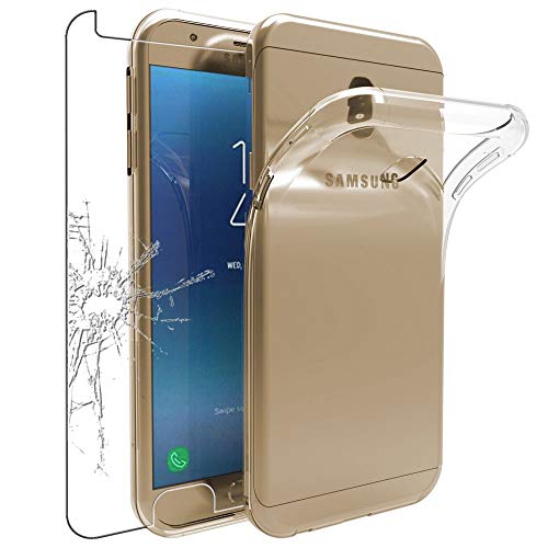 ebestStar - Funda para Samsung J3 2017 Galaxy SM-J330F, Carcasa Silicona Transparente, Capa Protectora TPU Antigolpes, Slim Ultra Fina, Transparente + Cristal Templado
