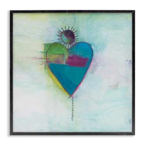 Bold Sun Rays Heart Abstract, 12 x 12 Inch Framed Giclée Print
