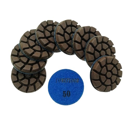 Concrete Floor Polishing Pucks Sharp Diamond Copper Bond Grinding Disc, Fit Ride-on Floor Grinder, Walk-Behind Grinder, 3 Inch Hook and Loop Long Using Life Polishing Pads, 50#, 9 PCS