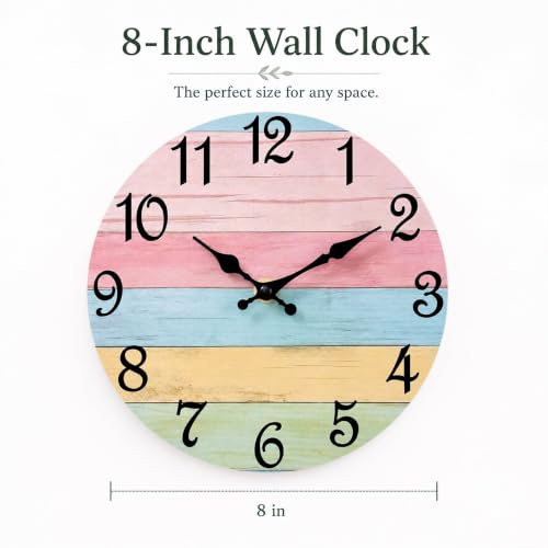 Image of CHYLIN Wall Clock Silent Non-Ticking Battery Operated Pink Green Colorful