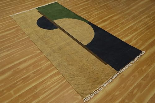 Tapis de qualité supérieure pur coton marron noir 2x3