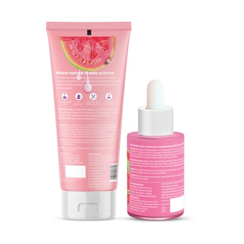 PLIX - THE PLANT FIX Vitamin C Guava Combo, Juicy Cleanser 100ml and Face Serum 20 ml For Skin Brightening, With Pro Vitamin B5 For Moisturization & Alpha Lipoic Acid, Pentavitin Skincare Regime