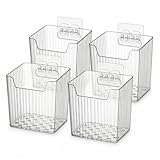 Daxolanz 4 Pack Wall Mounted Storage Bins, Small Hanging Organizers with Self-Stick Mount for Bathroom, Kitchen, Office, Craft Room
