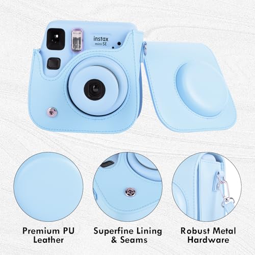 Funda para cámara Fuji Mini SE/7 Plus cuero PU azul miniatura 3