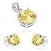 Produktbild ORDO Diamonds® Silberner set 925, Set aus 925 Silber, Ohrringe und Anhänger, abgerundete runde, hellgelbe Zirkone in Töpfen, gelocht, 2.7 g