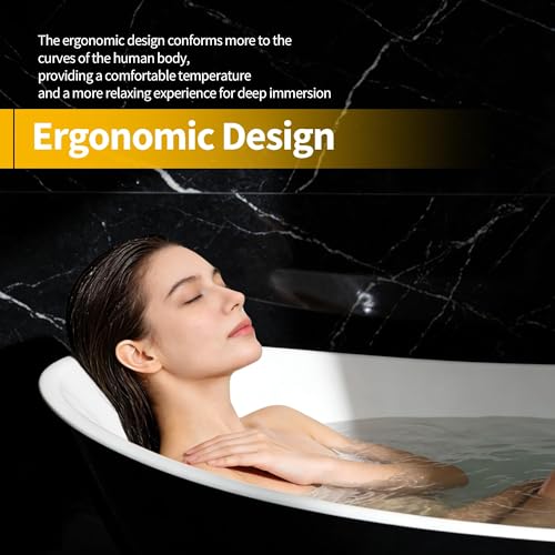 Image of 59 inch Acrylic Freestanding Bathtub, Contemporary Double-Walled Insulated Soaking Tub with Anti-Clog Drain & Overflow, cUPC Certified Heavy-Duty Resin Reinforcement, Black