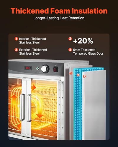 Image of VEVOR Electric Hot Box Food Warmer, 4-Tier Commercial Warming Cabinet with Water Tray, Glass Door and Adjustable Shelves, Stainless Steel Food Warmer Cabinet, for Restaurant, Kitchen, Pizza, Chicken