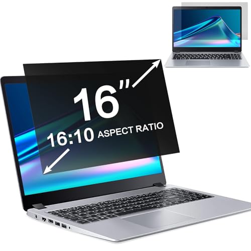 Image of ZOEGAA Privacy Screen 16 Inch Laptop 16:10 Aspect Ratio, Anti Blue Light Anti-Glare Privacy Film and Removable Privacy Screen for Hp /Dell /Acer /Lenovo /ThinkPad /Asus