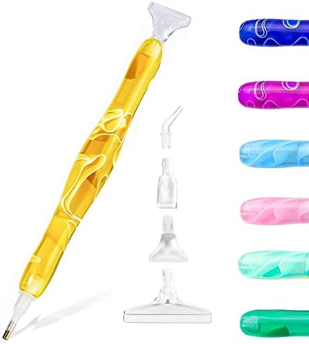 OyeArts 5D Diamond Painting Pens Kits, DIY Handmade Resin Drill Picker Tool for Diamond Painting, Cross, Stitch, and Nail Art（Yellow）