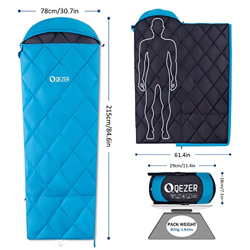 Qezer Down Sleeping Bag For Adults, Teens, 40-60℉ 600 Fill Power Duck Down Ultralight Sleeping Bag Backpacking Sleeping Bag With Compression Sack #TOP1