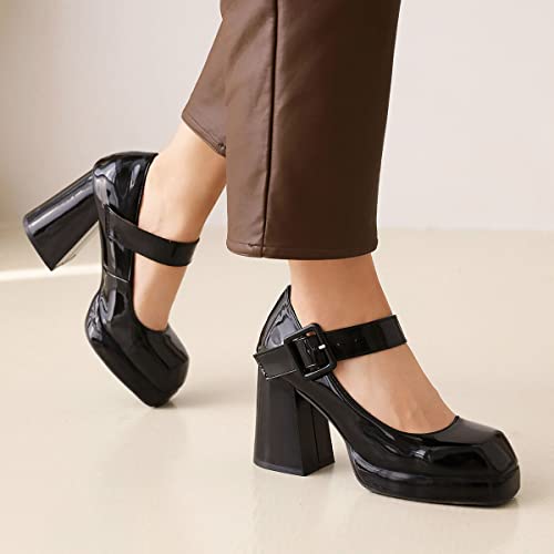 Roimaash Square Toe Pumps Chunky Heels Size EU32-483