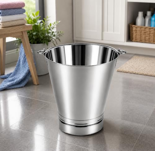 Image of Steel Non Joint Leak Proof Bucket Multipurpose Balti with Handle for Kitchen Home (6 Litter)