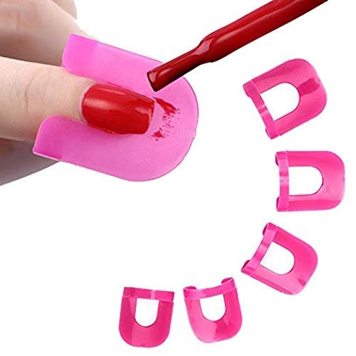 ONWON 26 Pcs (10 Sizes) Reusable Soft Plastic Nail Polish Stencil Spill Proof Manicure Protector Tools