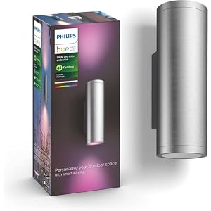 Philips Hue Appear INOX White and Colour Ambiance LED Smart Outdoor Wall Light, Compatible with Alexa, Google Assistant and Apple HomeKit