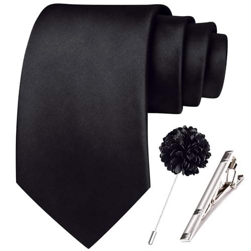 Image of Hi-Tie Men's Extra Long Solid Satin Tie Set 63 Inch /70 Inch Formal Necktie