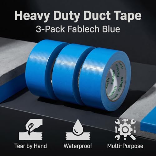 Image of 3 Pack Duct Tape Heavy Duty ,9 Mil Thickness,2 inches x 30 Yards, Waterproof Strong Adhesive Duct Tape, All-Purpose Tear by Hand for Repairs,Flexible,No Residue, DIY & Industrial Projects（Blue）