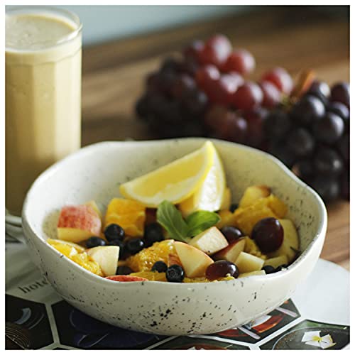 Roro Ceramic Stoneware Hand-Molded Speckled Pasta And Dinner Plate Bowl, Lunar White Set Of 2 | 7.5 Inches Diameter X 2.5 Inches Tall Each #TOP5