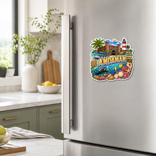 Image of Zesta Wooden Fridge Magnets Set | Refrigerator Decor Magnets for Kitchen | India Souvenir Fridge Magnet Collection | Wooden Magnet for Fridge Door Decoration (Andaman)