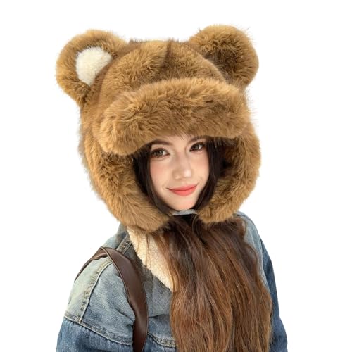 Bonnet de neige en peluche Ushanka pour sorties hivernales femme
