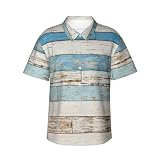 Pidgazdfgv Vieille planche en bois hawaïenne chemise pour homme d'été plage décontractée à manches courtes boutonnée cadeau de vacances tropicales, Noir , S