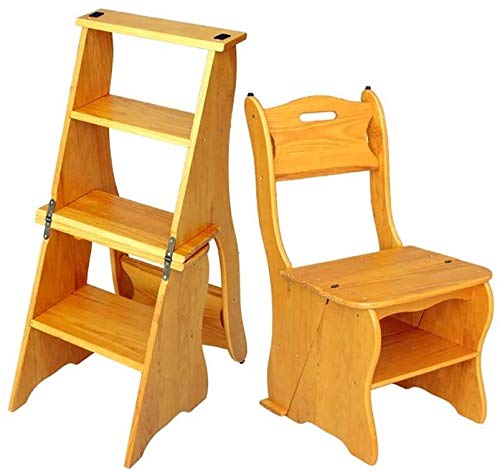 Silla de escalera plegable de madera con peldaños estables para casa 3
