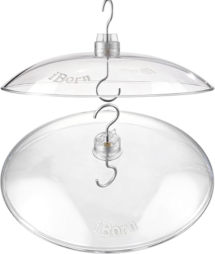 iBorn Baffles for Bird Feeders 13 Bird Feeder Cover for Rain Guard Birds Feeders Rain Guard Full Protection for Feeders for Outdoors Chew-Proof Polycarbonate Pack of 2 Transparent