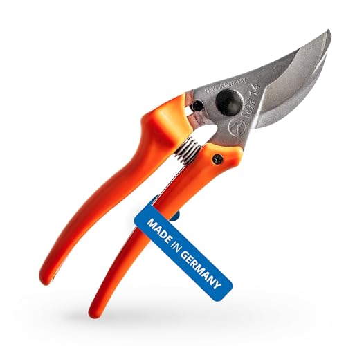 Original LÖWE 14 Gartenschere Rosenschere 14.107 mit scharfen Stahlklingen aus Carbon - leichte Bypass-Schere mit Antihaftbeschichtung zum Schneiden für Rosenbüsche Rosenzweige Äste Schnittblumen