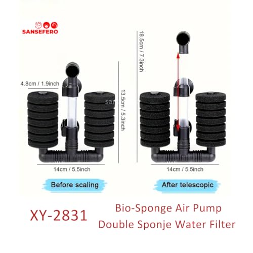 Image of XY-2831 Bio-Sponge Air Pump Double Sponge Water Filter /Biological Sponge Filter for Aquarium (No Air Pump Included) (XY-2831)