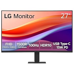LG FHD Curved Monitor (27U421A) – 27” FHD (1920×1080), 100Hz, sRGB 99%, USB-C, Reader Mode, Flicker Safe, Dynamic Action Sync, Black Stabilizer, Eye Comfort, 3-Side Borderless, Tilt Adjustable