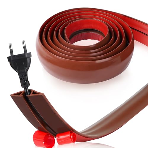 DBREAKS Ponte per cavi autoadesivo, 5 cm x 3 m, piccolo canale flessibile per cavi, alloggiamento per cavi mini canalina autoadesiva, protezione per tutti i cavi di alimentazione (marrone)