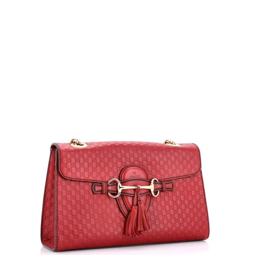 Pre-Loved Emily Chain Flap Bag Microguccissima Leather Medium, Red2