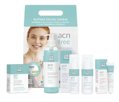 SOIVRE PACK ACNÉ | Gel limpiador purificante 250ml + Serum forte con 1,5% ácido salicílico 30ml + Hydrocream 50ml + Gel secante granos y espinillas 15ml + Jabón de azufre 125 gr