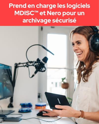 Verbatim Slimline Graveur CD/DVD externe I USB 3.2 Gen1 avec connection USB-C, câble USB-C vers USB-A inclus I Design compact I Graveur DVD externe I Lecteur CD externe I Design mince