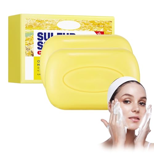 Jabón De Azufre Natural Para Cara Y Cuerpo – 2 Unidades – Limpieza Profunda, Control De Grasa – Ideal Para Todo Tipo De Piel – Barra De Jabón Con Azufre
