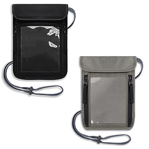 Labato 2Pcs Passport Holder Vaccine Card Combo Family Travel Wallet, Rfid Blocking Travelers Pouch Neck Money Belt With Adjustable Strap, Travel Essential Cruise Accessories Must Haves For Women Men #TOP8