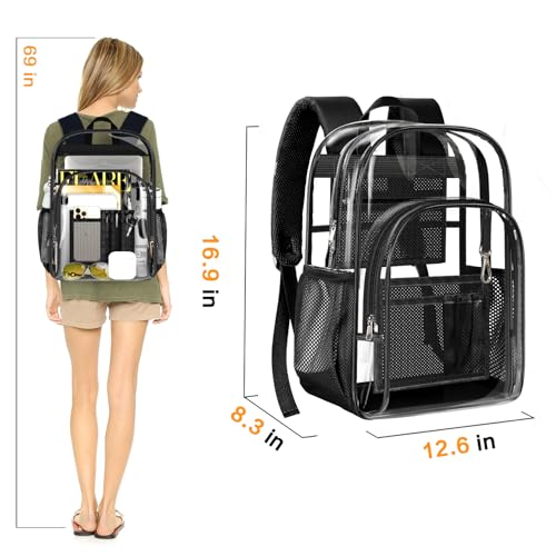 Image of PAMANO Clear Backpack, Heavy Duty Transparent Reinforced Bottom See Through for College, Travel Work Security