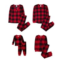 The Children's Place,Unisex Baby,Family Matching, Plaid Thermal Pajamas Sets,Red Buffalo Plaid,16